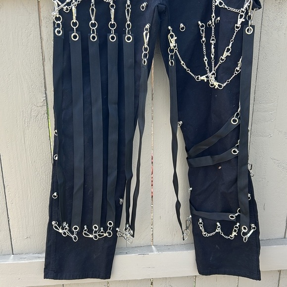 212 Degree Bondage Pants Punk Rock Cyber Punk Industrial Goth Cybergoth Chains - Picture 3 of 7
